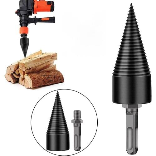 Firewood Machine Drill Round Square Hexagonal Shaped Drill Head Wood Reamer Punch Driver Bits For Split Wood Cone Drilling Tool