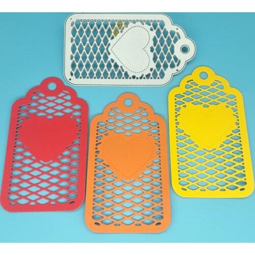 Heart-shaped grid tag ornaments DIY metal cutting dies, scrapbook card making, embossing background, craftsmanship