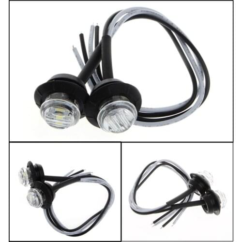 2X Mini White 3/4\" Round Side 3 LED Marker Trailer Car Bullet Light Waterproof