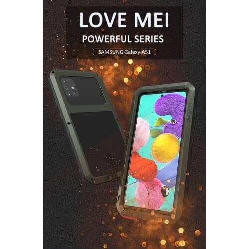 LOVE MEI Powerful Phone Case For Samsung Galaxy A51 A71 Metal Armor Shock Dirt Proof Water Cases For Galaxy A41 + Tempered Glass