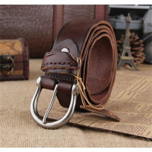 Genuine Leather Belt Men Vintage Belt Buckle Jeans Men Belt Ceinture Homme Jeans Male Strap Cinturon Waist Belt Wide MBT0194