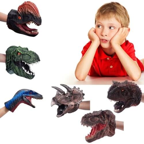 Soft Dinosaur Hand Puppet Tyrannosaurus Rex Head Hand Puppet Figure Gloves Toys Children Role Play Gift