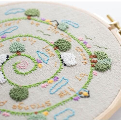 DIY Embroidery Starter Kit Pre Printed Needlework Plant Pattern Color Threads for Handmade Gifts S55