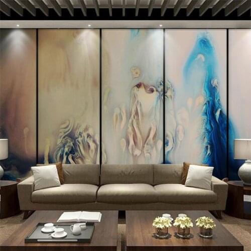 Beibehang New Chinese simple abstract blue ink landscape wall custom large mural environmental wallpaper papel de parede mural