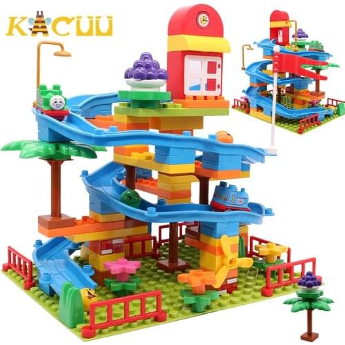 Newest Big Size Marble Race Run Builing Blocks Magical Train Race Block DIY Construction Bricks Educational Toys For Children