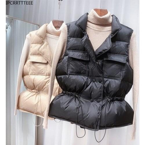 New Women Vest Windproof Lightweight Warm Women Waistcoat Sleeveless White Duck Down Jacket Ultra Light Down Vest