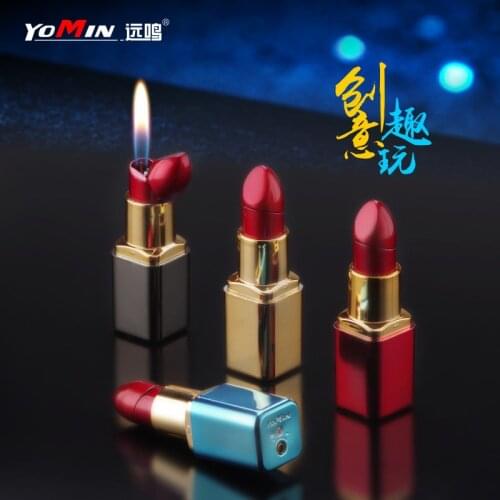 Originality Interest Play Girl Student Lipstick Lighter Personality Inflation Flame Lighter Lighter