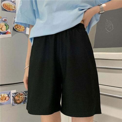 Beach Party Elastic Waist Casual Korean Version Size High Waist Women 2021 New Summer Streetwear Black Movement Shorts Clothing