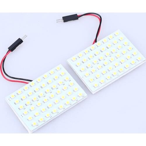 POSSBAY 2 Pieces Panel 48SMD White Micro Dome Index Universal Car LED Lamp Bulbs Wedge White Light Headlight DC12V