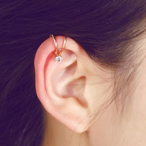 SHUANGR Simple Joker Alloy Moon Heart Earrings For Women Ear Clip U-Shaped Earrings Earless Butterfly Feminine Party Jewelry