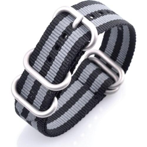 Five-ring Military Sports Breathable Canvas Strap Polished Buckle Woven Bracelet Nylon Automatic Mechanical Watches band Buckle