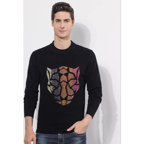 Winter New Mens Diamond stone Sweaters Black hot drill Brand Knitted Pullovers Men Solid Color Casual Male Sweater Autumn Kni