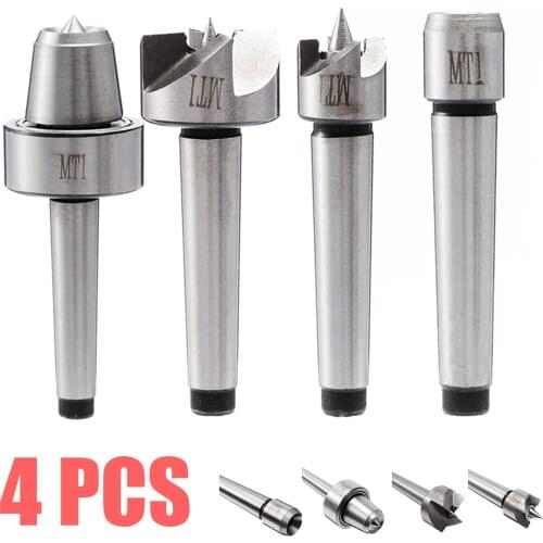 4Pcs MT1 Lathe Center Set Wood Lathe Live Center And Drive Spur Cup MT1 Arbor For Wood Metalworking Lathe For Turning Tools