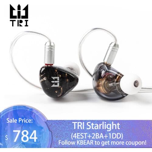 TRI Starlight 4 electrostatic drive units+2BA+1DD HIFI Earphone Hybrid 14 unit High-end earbuds with 3.5mm cable TRI I3 I4 KB06