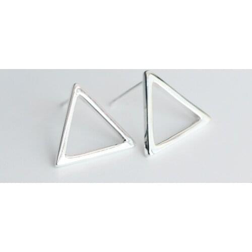 MloveAcc Wholesale Pure 925 Silver Triangle & Square Shape Stud Earrings Fashion Sterling Silver Earrings for Girls Women