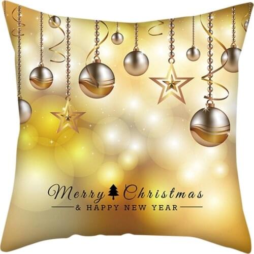Gold Merry Christmas Pillow Cases Nordic Sofa Cushion Cover Home Decoration Xmas Decor Supplier Navidad New Year Home Decoratio
