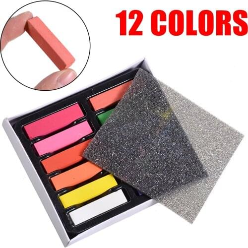 12pcs/set Hair Color Chalk Non-toxic Temporary Salon Kit Women Girls Washable Pastels Chalk Dye Tools for Hair Styling