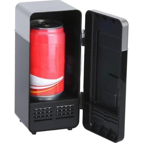 2020 New Black ABS 5V 10W USB 19.4x9x9cm Car Mini Fridge Car Portable Drink Cooler Boat Travel Cosmetic Fridge High Quality