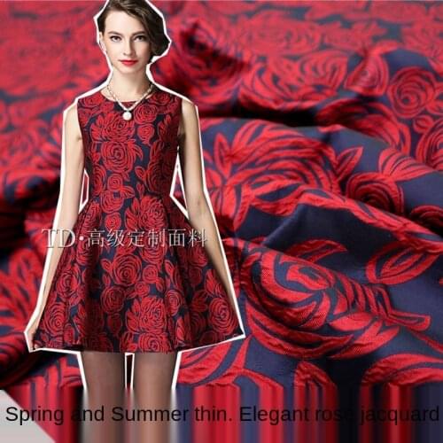 2021 Elegant Spring and Summer Thin Rose Flower Three-Dimensional Yarn -Dyed Jacquard Dress Windbreaker Coat Fashion Fabric