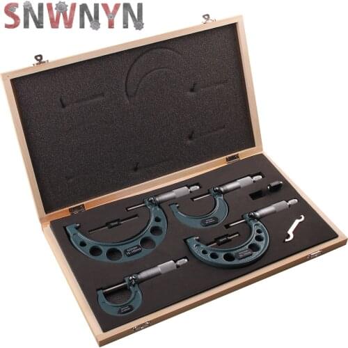 4pcs 0-100mm 0.01mm Outside Micrometer Set 0-25mm/25-50mm/50-75mm/75-100mm Metric Gauge Vernier Caliper thickness MeasuringTools