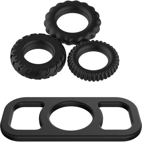 4PCS Silicone Cock Penis Ring Enhancer Erection Delay Lock Semen Prolong Adult Toy for Men with Premium