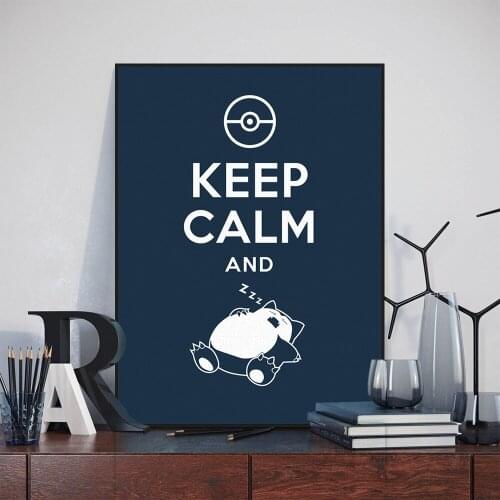 Anime Japen Pet Game Snorlax Keep Calm Quote Painting On Canvas Modern Home Prints Living Room Deco Wall art decorate poster