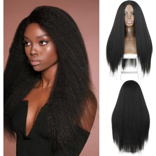 AZQUEEN 30inches Synthetic Wigs For Black Women Yaki Straight Long Perruque Baby Hair Heat Resistant Fiber