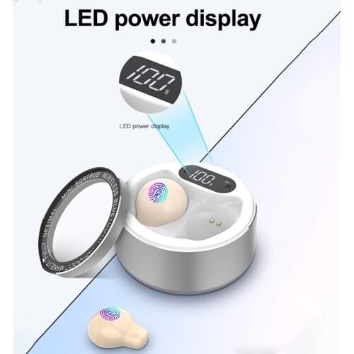 Mini Wireless Headphones TWS Stereo Headset Hidden Small Bluetooth Earphone Touch Control Earbuds With Mic LED Power Display