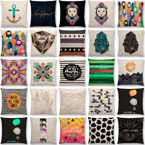 Cartoons print Geometric Shapes Decorative Letters anchor Gorgeous Stripes Texture Cushion Cover Throw Pillow Case cojin 45x45