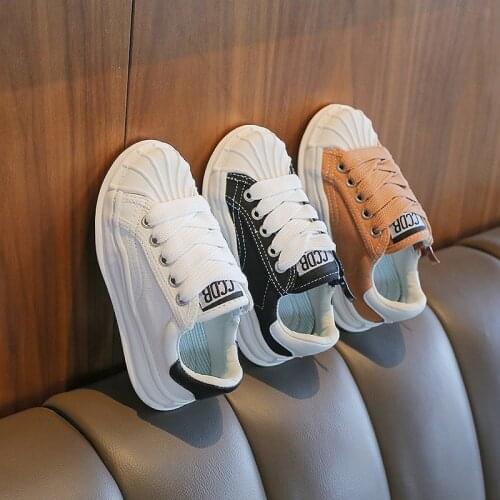 Kids shoes Canvas shoes spring and autumn 2021 new childrens low-top soft sole shoes boys baby casual white shoes