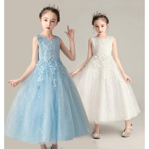 Flower Girl Dresses up kids Fancy Formal Party Long Gown Birthday Party Clothing Kids Wedding Dress for Teenage girl