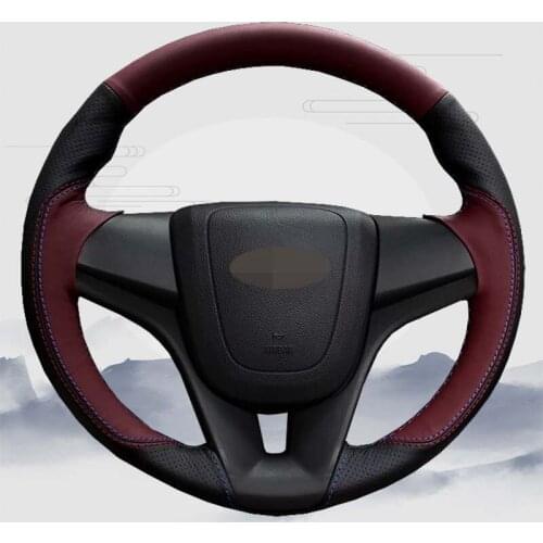 DIY For Chevrolet Aveo 2011-2014 Orlando 2010-2015 Cruze 2009-201 Hand-stitched Soft Leather Car Steering Wheel Covers