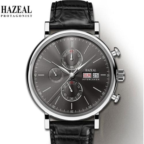 HAZEAL Japan MIYOTA Quartz Men Watch Clock Business Leather Mens Automatic Watches Switzerland Luxury reloj hombre Dropship