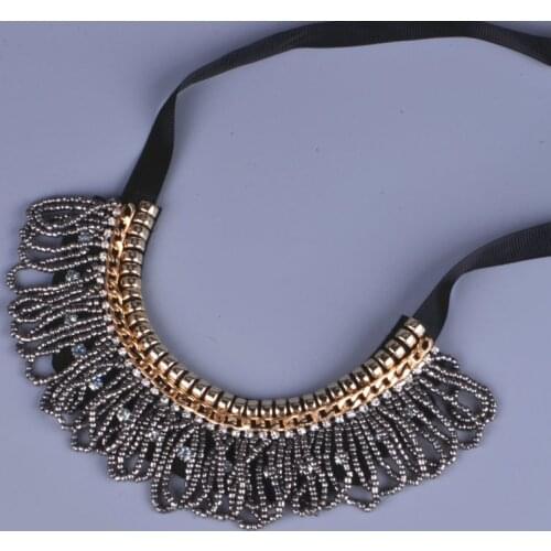 Bohemian style Statement Necklace & Three color options handmade tassel Resin collar necklaces & women fashion choker jewelry