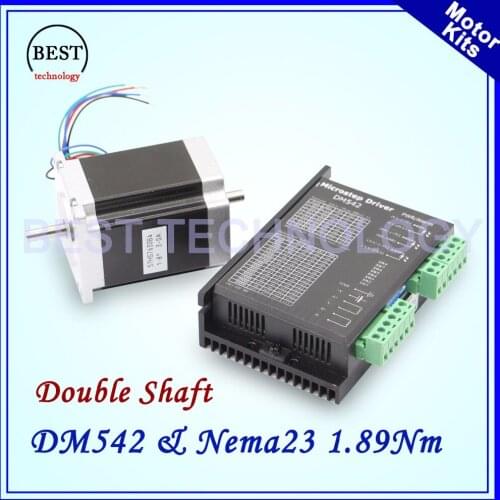 Nema23 stepper motor kit 1.89Nm stepper motor 76mm length Nema 23 3A 4 wires & DM542 Microstep 256 4.2A 24-50vDC for CNC machine
