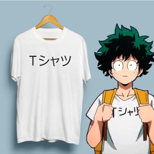 My Hero Academia Boku no Hero Academia Deku Lzuku Midoriya Cosplay Costume Men Cotton White Short Sleeve Summer t shirt T-shorts