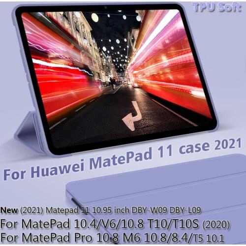 Tablet Leather Protective Cover For Huawei Matepad 11 2021 T10S T10 MatePad 10.4 V6 10.4 M6 10.8 Case Silicone Soft Smart Cover