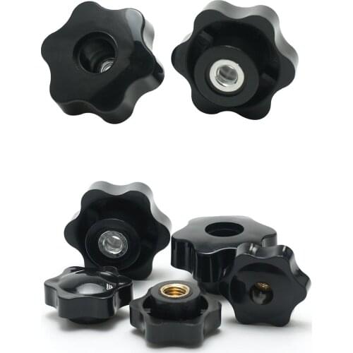 M4 M5 M6 M8 M10 M12 Plum Bakelite Hand Tighten Nuts Handle Thread Star Mechanical Black Thumb Nuts Clamping Knob Manual Nuts