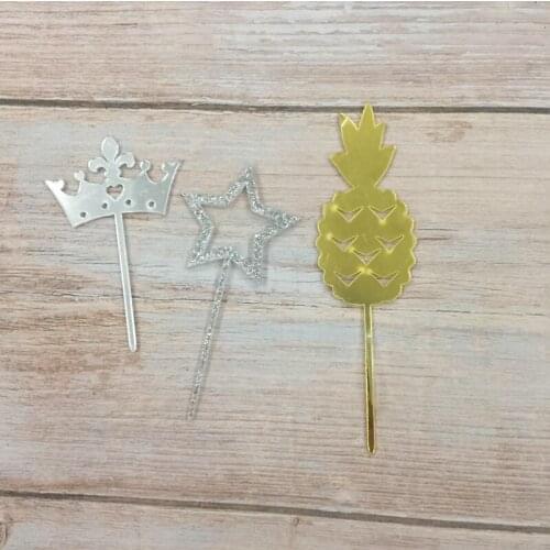 Set of 15 pcs cake topper cupcake acrylic cake topper