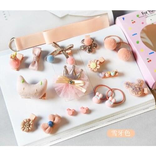 Party Favors Childrens tiara hair clip set 18 pieces All-inclusive cloth hairpin head hair ring clip