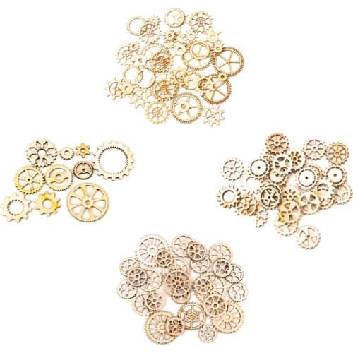 Natrual Wooden Scrapbooking Home Decoration Painting Hollow Craft Round Mixed Wheel Gear Pattern Random DIY Handmade 10-50mm