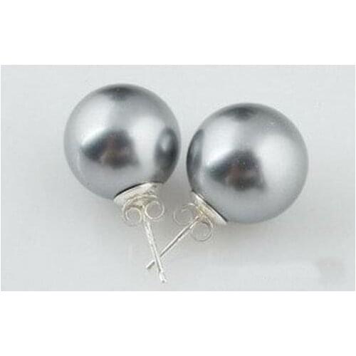 New Arrival Favorite Pearl Gray Color Sea Shell Pearls Round Earrings S925 Sterling Silver Stud Fine Jewelry Nice Women Gift