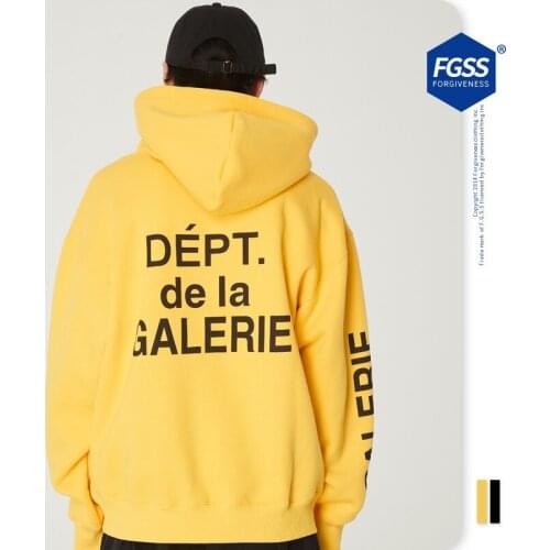 Autumn and winter new fashion brand pure color basic block letter print loose hoodie men