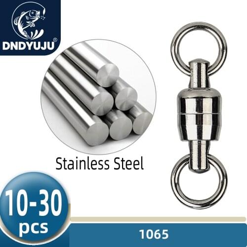 DNDYUJU 10/30pcs High Strength Ball Bearing Rolling Swivel Stainless Steel Solid Ring Fishing Connector Fishing Accessories