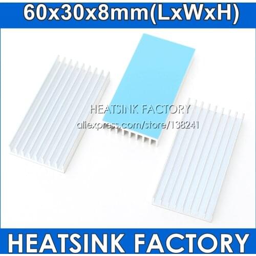 HEATSINK FACTORY 4pcs Silver 60*30*8mm Heatsink Aluminum Heat Sink Radiator Cooler With Thermal Pad