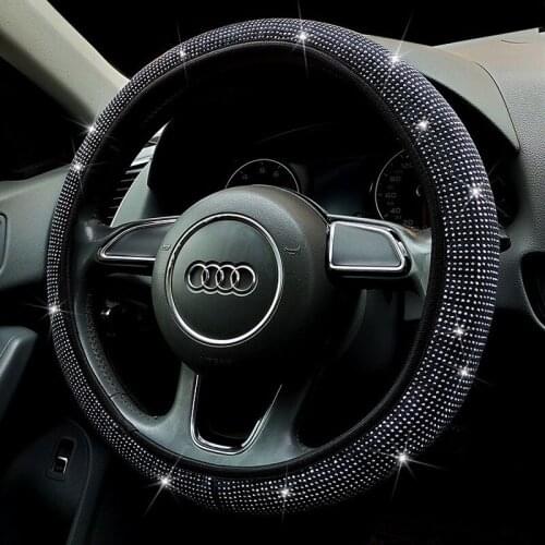 Bling Bling Rhinestones Crystal Car Steering Wheel Cover PU Leather Steering-wheel covers Auto Accessories Case Car Styling