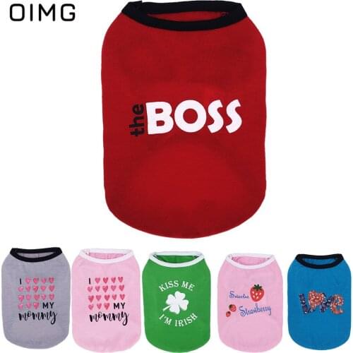 OIMG Funny Pet Dog Clothes Summer Mini Boss Dog Shirts "I Love Mommy "Dog Vest Pomeranian Bulldog Puppy Clothes Tshirt For Spitz