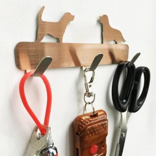 Dog Shaped Stainless Steel Wall 3 Hooks, Bathroom Punching-free Clothes Hanger Back Door Hanging Peg for Towel