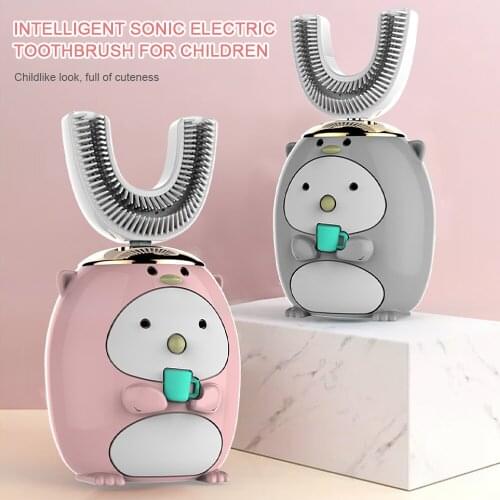 Smart U-shaped Electric Toothbrush For Children 360 Degree Silicone Automatic Ultrasonic Toothbrush Cartoon Pattern For Children