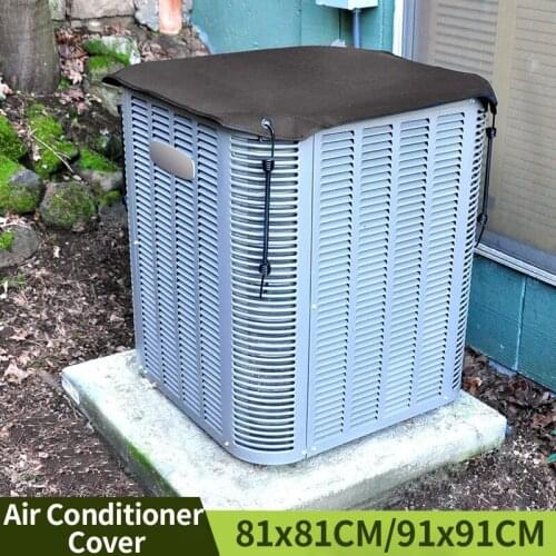 81x81CM/91x91CM Outdoor Air Conditioner Cover Square Vertical Protection Cover Garden Oxford Cloth Black Waterproof Cover